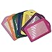 Jiff choice， 7pcs Vertical Style Assorted Color Faux Leather Business Id Credit Card Badge Holder Clear Pouch Case with Long Neck Strap Band Lanyard (31 Inch Full Round Length)