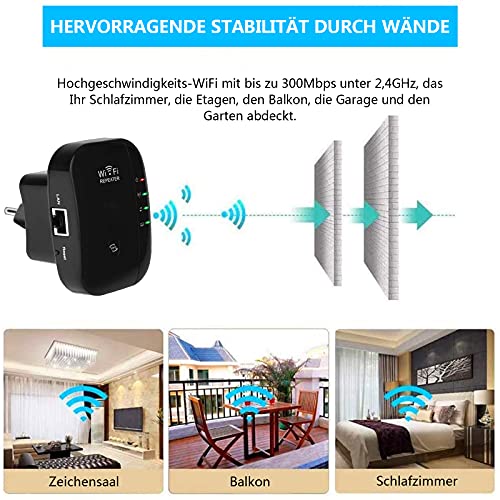 Maofuxing-Repetidor-WiFi-300Mbps-Amplificador-WiFiAmplificador-Senal-WiFi-de-300-MbpsAmplificador-de-Senal-Admite-Redes-WLAN-de-24-GHzFacil-de-Configurar-Compatible-con-Enrutador-y-Fibra