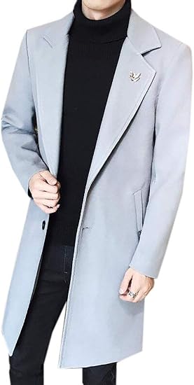 Amazon Co Jp Memories Love メンズオーバーコートシングルは ラペルトレンチコートウールブレンドピーコート 服 ファッション小物