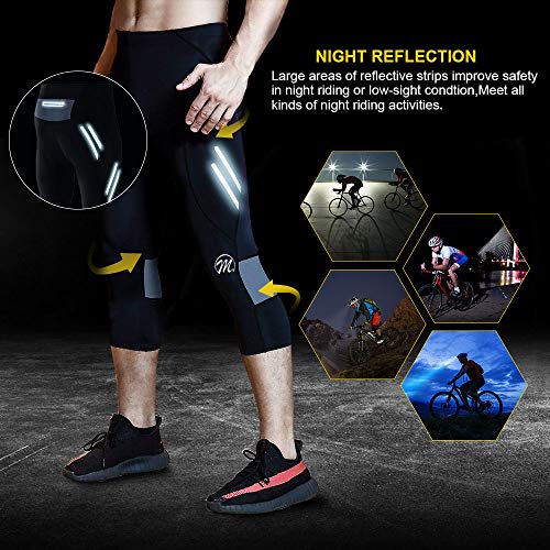 image for Meetwee Men's Cycling Tights 3/4 Pants 4D Padded Bicycle Riding Compre