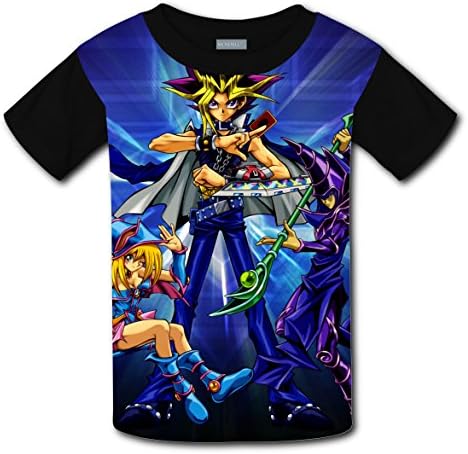 Yu Gi Magic Oh Boys Girls Casual T-shirt Soft Tee Crew Black Tops L