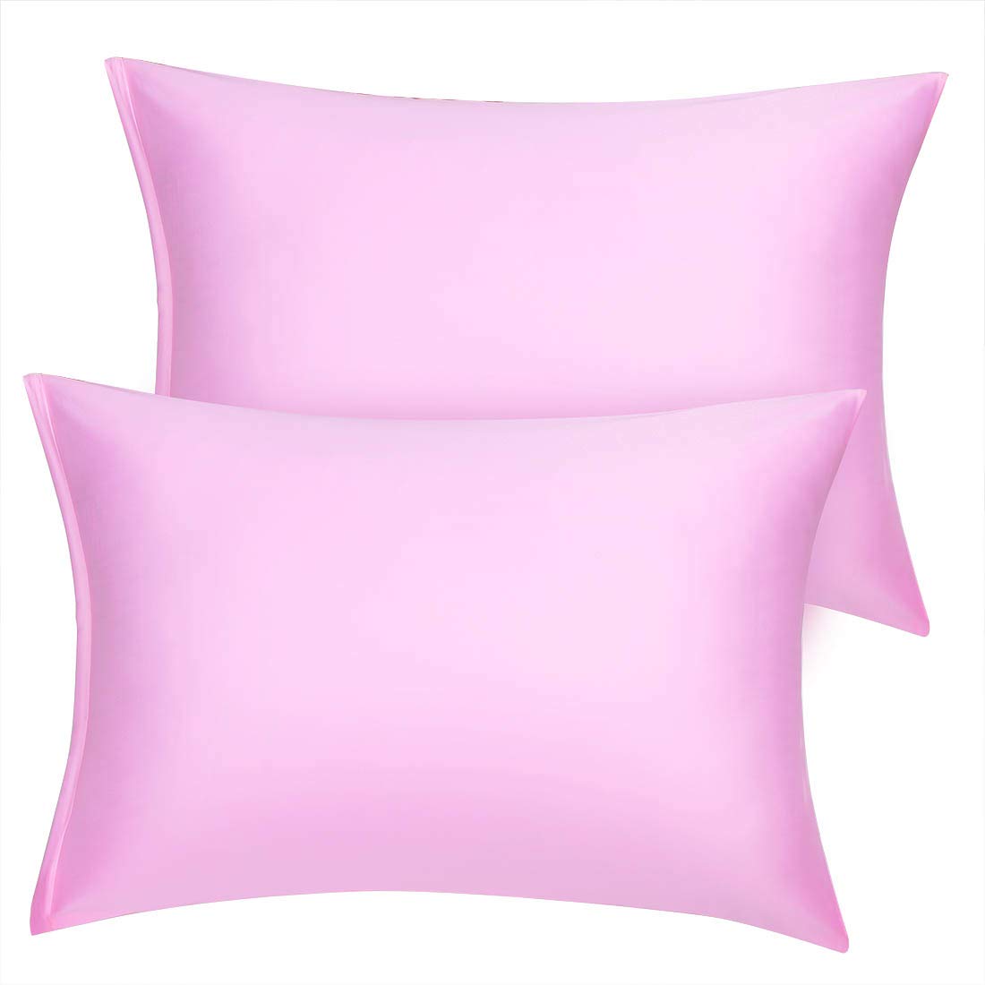 sourcing map Satin Pillowcase for Hair and Skin 2 Pack, Wrinkle and Fade Resist Silky Soft Pillow Cases Set with Zipper Closure Pink 50 x 65cm