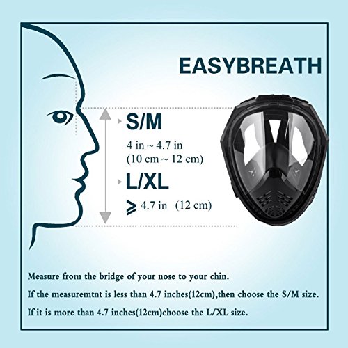 YOOCOOL Full Face Snorkel Mask Foldable 180° Panoramic View Diving Scuba Mask Free Breathing Full Face Snorkeling Mask with Waterproof Phone Bag (Black, Small/Medium)