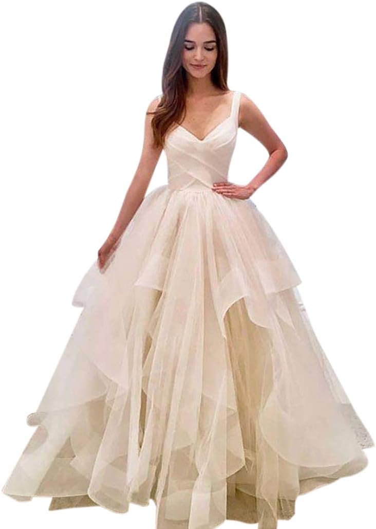 Harsuccting Women's 2019 Ruffles Organza Ball Gown Wedding Dresses for Bride