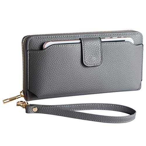 Wristlet Wallet Purses Women Cellphone Pocket Clutch (GREY) - Thumbnail 4
