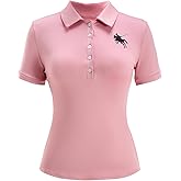 winkbay Women's Summer Button Front Graphic Tees Cute Collared Short Sleeve Fitted T Shirts Dressy Casual Tops