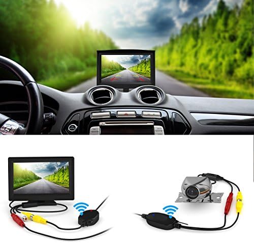 Wireless Backup Camera and Monitor Kit,Wide Angel HD Night Vision Waterproof Rear View Camera Parking Assistance System with 5 inch LCD Screen