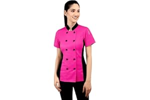 UNIFORMATES Short Sleeves side Mesh Vented Chef Coat Jacket Uniform for Women Food Service, Caterers, Bakers and Culinary Professional