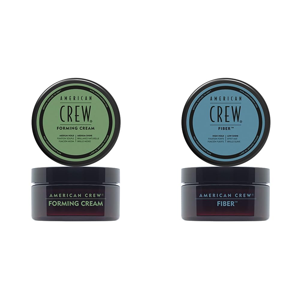 American Crew 2-Piece Styling Set with Fiber & Forming Cream (2 x 85g) Medium to High Hold, Formulated for Men