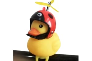 GOCOHHI Duck Bike Bell, Rubber Bike Horn, Cute Yellow Duck Bicycle Decorations, Squeeze Duck Bicycle Horns with Propeller Helmet