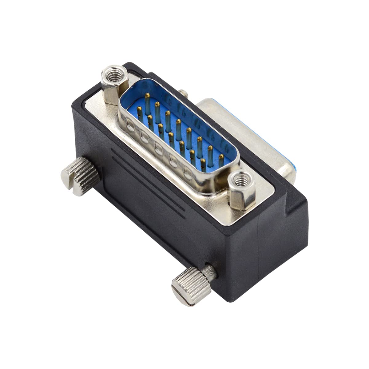 cablecc 15pin DB Connector DSUB RS232 D-subminiature Male Nut to Female Screw Up 90 Degree Angled Extension Adapter