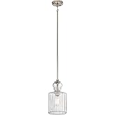 Kichler Riviera 13.75" 1 Light Pendant with Clear Ribbed Glass in Brushed Nickel