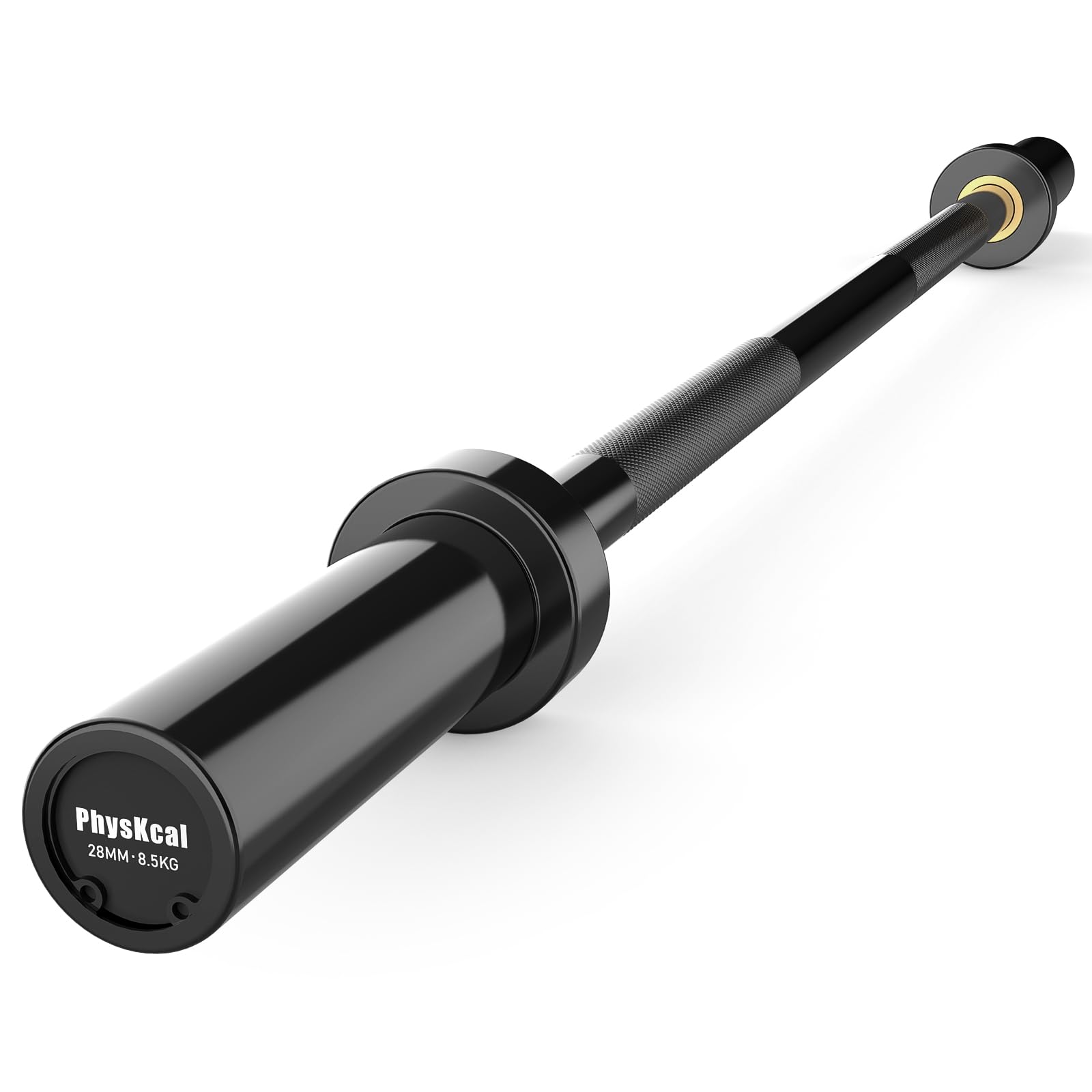 PhysKcal 4ft Straight Olympic Barbell ⌀2'' Sleeves, Small Training Bar for Women, Beginners & Juniors - Full Black