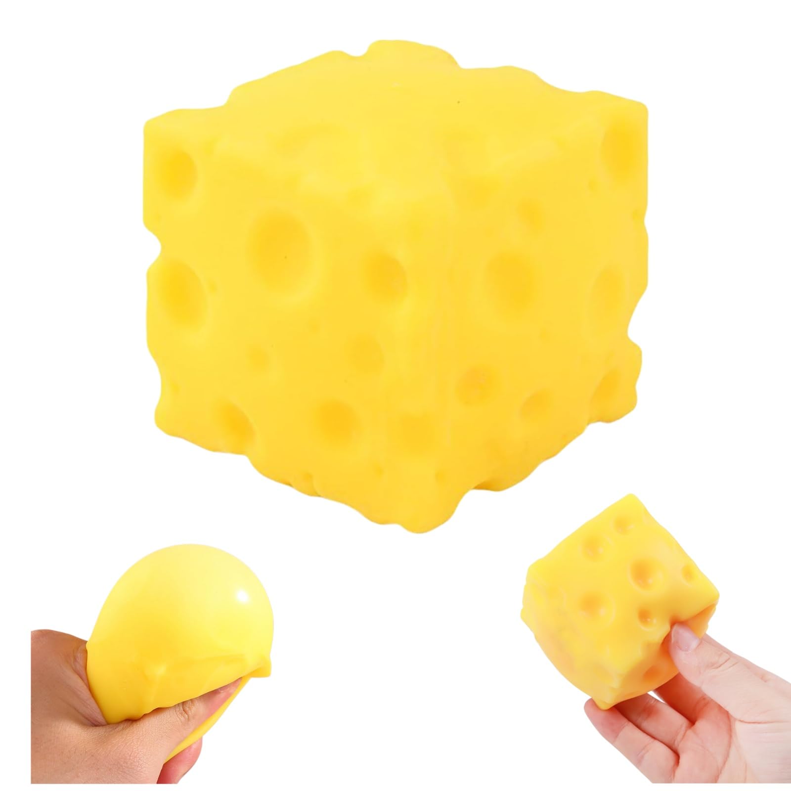 Yellow Cheese Squishy, 5cm Soft Cheese Squishy Stress Relief Block,Cheese Squeeze Stress Toy, Anxiety Relief Calming Fidget Toy for Office Home