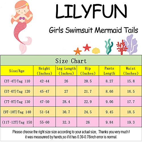 3 PCS Girls Mermaid Tail Swimsuit for Swimming Bikini Princess Can Add Monofin (C-Temperament Red, 9-10T / (Tag 140) / Ht51-54in)