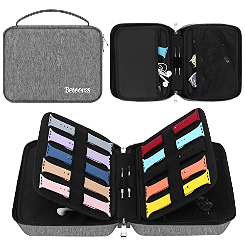 Betoores 40 Watch Bands Carrying Storage Case, Watch Band Organizer Watch Strap Travel Case Compatible with Apple Watch, Fitbit Series - Gray