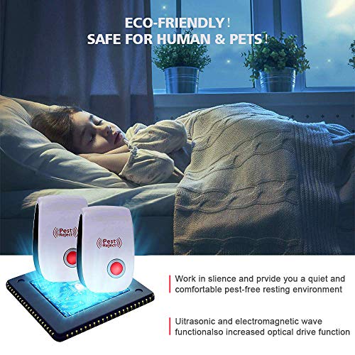 ACETEND Ultrasonic Vermin Repeller, 2019 Newest Electronic Vermin Control Ultrasonic Repellent Indoor Plug, Non-Toxic for Humans & Pets, Best Indoor Vermin Control Device, 6 Packs (Red) - Thumbnail 3