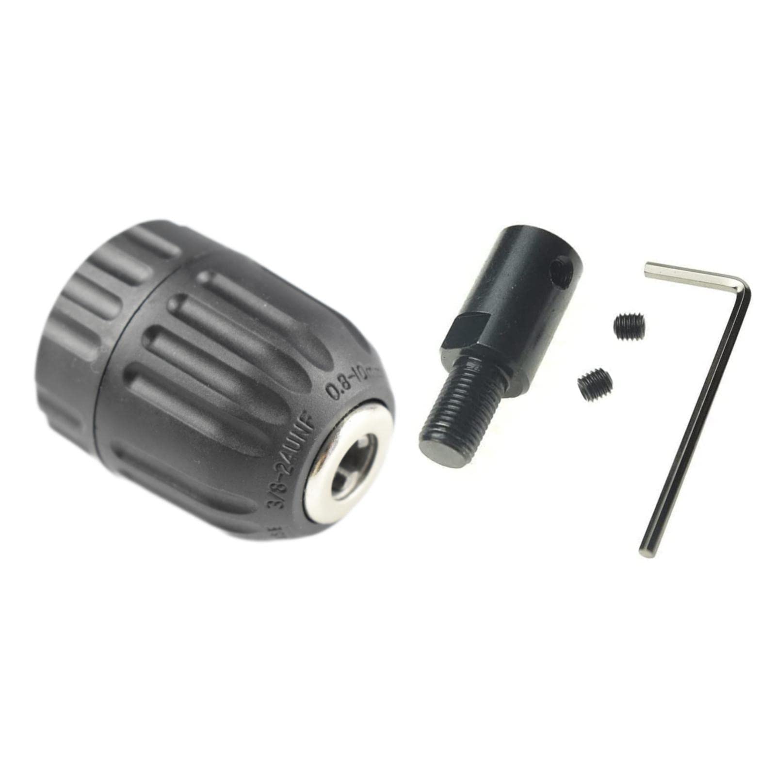 CHANCS Thread 0.8mm-10mm Drill Chuck 3/8-24UNF Threaded Connecting Rod Inner Diameter 10mm Great Clamping Force Keyless Drill bits Drill Accessories for Hand Electric Drill