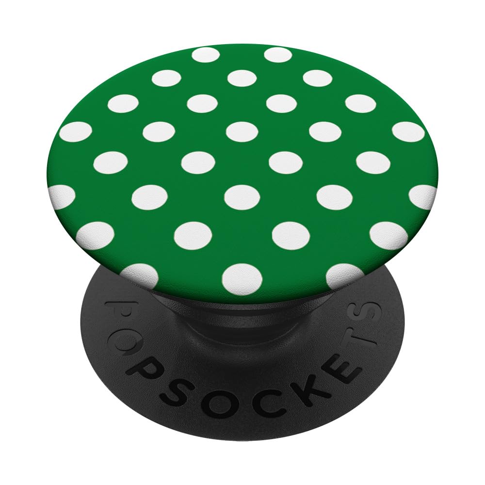 Polka Dot Pattern Women Girls Green White Polka Dots PopSockets Adhesive PopGrip