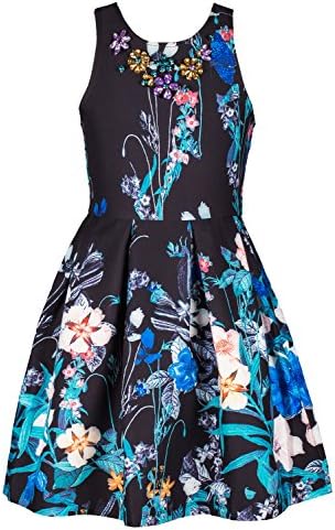 Hannah Banana Big Girls Tween Faux Leather Party Dress, 7-16 (14, Black)