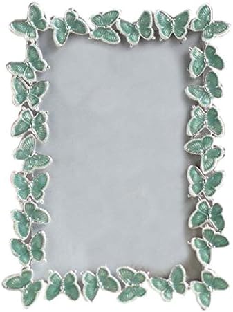 Koala Superstore 6-inch Retro Green Butterfly Metal Photo Frame Tabletop Picture Display for Family, Office and Wedding