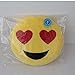 Dolphineshow 35cm Emoji Smiley Emoticon Yellow Round Cushion Pillow Stuffed Plush Soft Toy (Heart eyes)