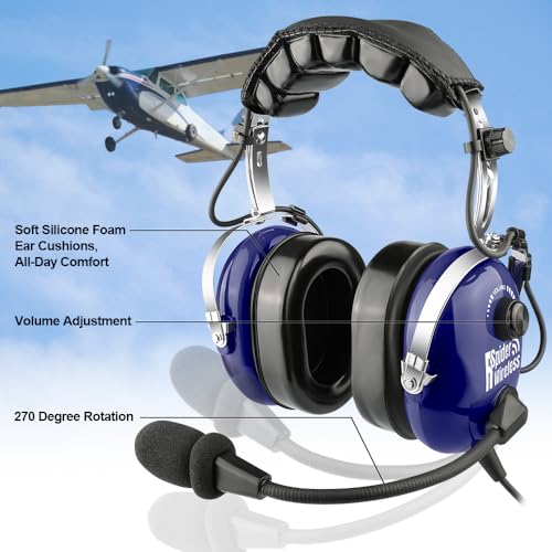 R SPIDER WIRELESS - PNR Aviation Aircraft Headphones with Comfortable Ear Pads, Passive Noise Reduction, Carrying Case