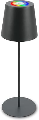 - Lampe de table LED sans fil avec touche, lumière colorée RGB+W, hauteur réglable, lampe LED, lampe de camping, lampe de table, lampe à accu, Outdoor, 36x10,5 cm, anthracite