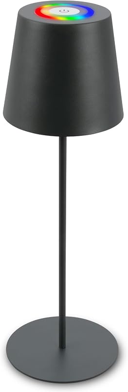 - Lampe de table LED sans fil avec touche, lumière colorée RGB+W, hauteur réglable, lampe LED, lampe de camping, lampe de table, lampe à accu, Outdoor, 36x10,5 cm, anthracite