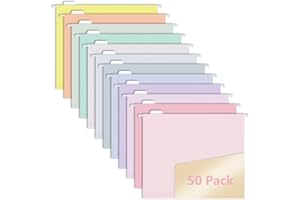 50pcs MagDurnus Hanging File Folders, Pastel Color Design,Letter Size with 1/5 Adjustable Cut Tabs, Assorted 12 Styles,Decorative,Drawer,Desk and Cabinet Use