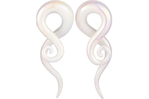 Longbeauty 2pcs Glass Ear Tapers Spiral Gauges Plugs Colorful Ear Stretchers Piercing Jewelry Hanger Gauges Earrings 4G-12mm