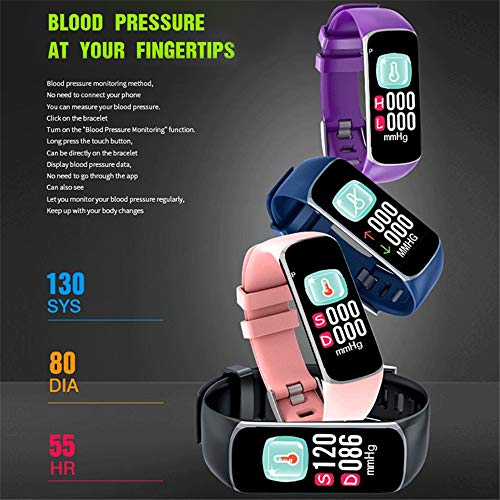 Fitness Tracker Watch,MeiLiio Waterproof Heart Rate Bluetooth Wristband with Blood Pressure,Activity Tracking,Sleep Monitoring,Pedometer,Step Calorie Counter Smart Bracelet for Android and iOS,Pink - Thumbnail 3