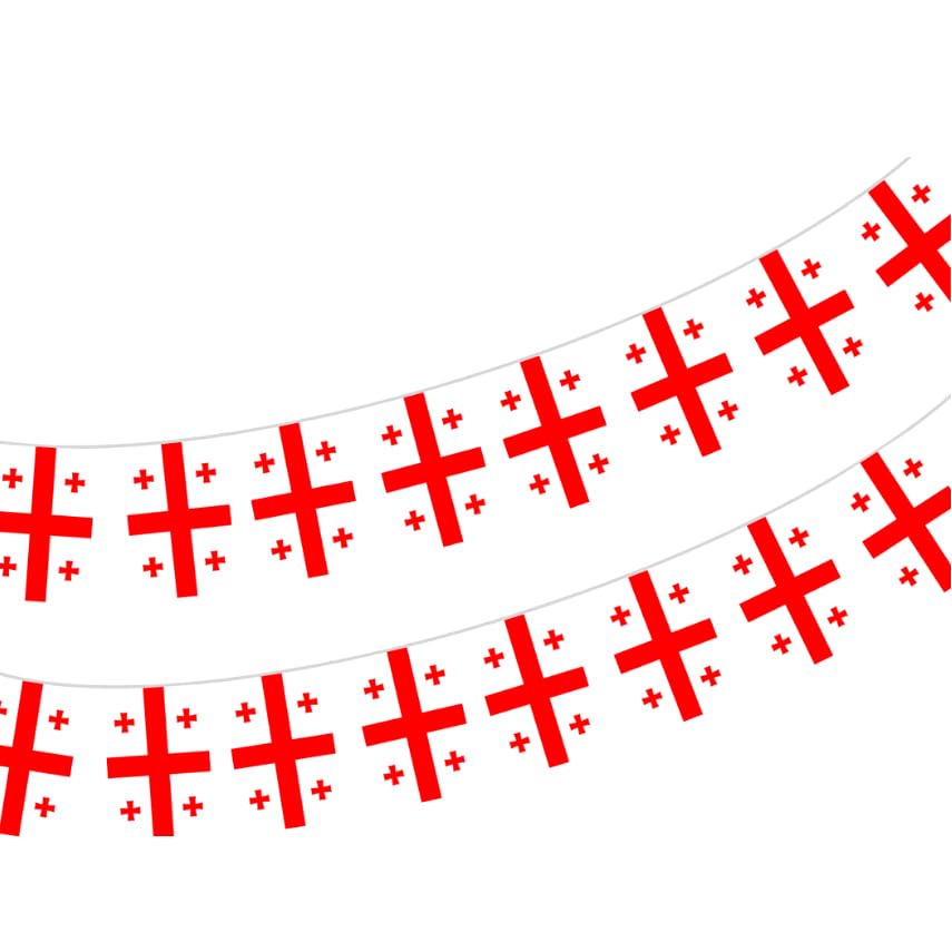 Georgia Flag 40 Pcs Georgia Flag, Georgia Garland 11.4M, Georgia Pennants, Georgia Flag 5.5x8.3 Inch for Garden Bars Decorations