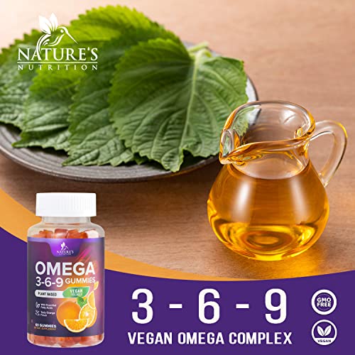 Omega 3 6 9 Gummies Vegan Essential Fatty Acid Supplement Perilla Oil