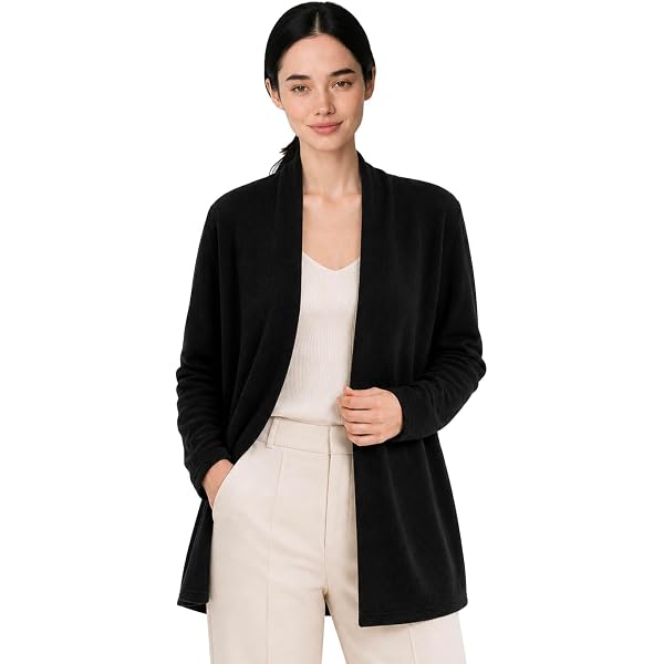 State Cashmere Women's 100% Pure Cashmere Open Front Long Cardigan