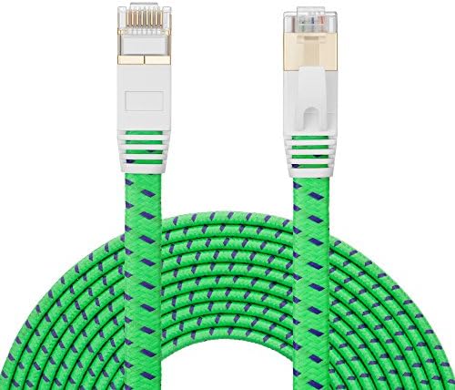 Ethernet Cable 10 ft, NC XQIN Cat 7 Ethernet Cable Nylon Braided Heavy Duty Flat Internet Cable LAN Cable RJ45 Shielded Network Cable Compatible for PC, Gaming, PS4/5, Xbox,Modem,Router