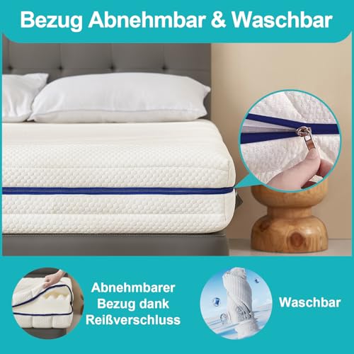 keepsweets 7 Zone Cold Foam Mattress 140 x 200 cm Hardness Grade H3 Double Sided Foam Roll Up Mattress 16 cm Breathable Washable Cover | Various Sizes