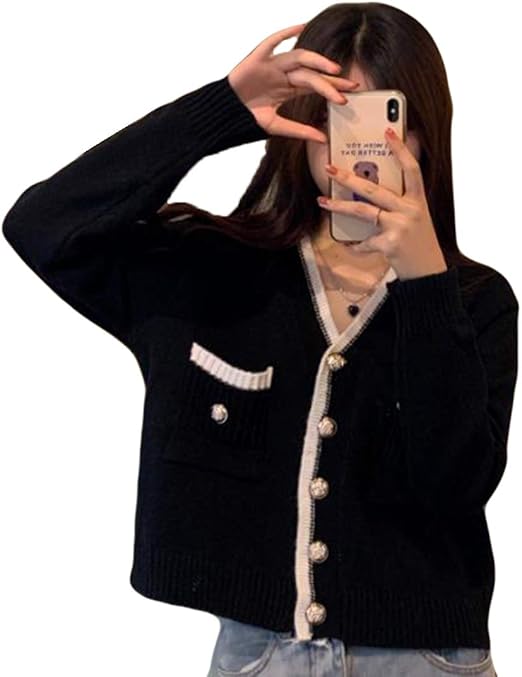Amazon Debangniカーディガン レディース ニット 黒 アウター 秋 冬 カットソー きれいめ 白コート カーディガン ｖネック 綿 快適 柔らかい カーディガン ボレロ 通販