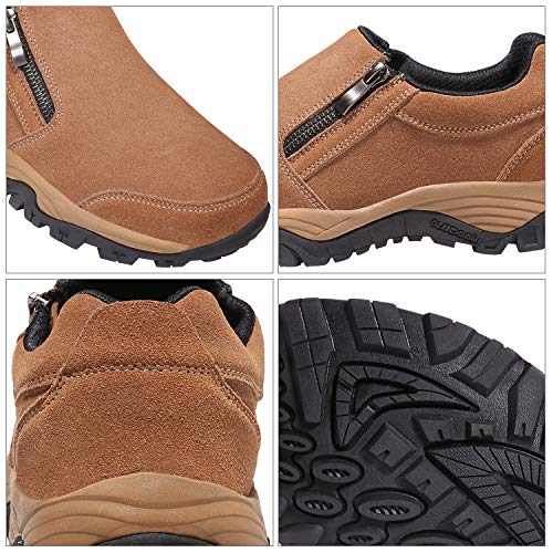 SILENTCARE Men's Loafers Casual Shoes,Breathable Lightweight Zipper Slip On Sneakers,Hiking Shoes for Outdoor Trail Trekking (10 M US, Brown)