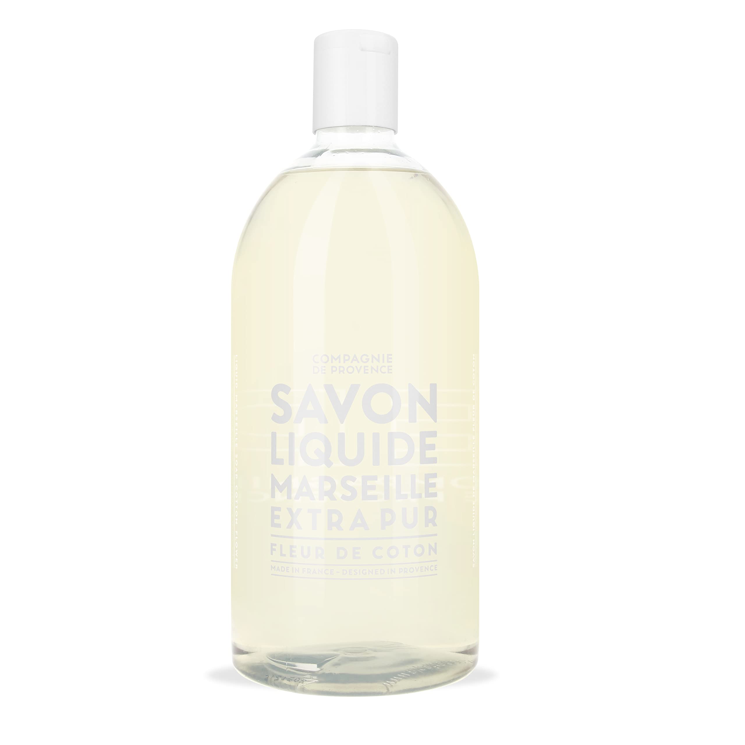 Photo 1 of Compagnie de Provence Savon de Marseille Extra Pure Liquid Soap - Cotton Flower - 33.8 fl oz Plastic Bottle Refill
