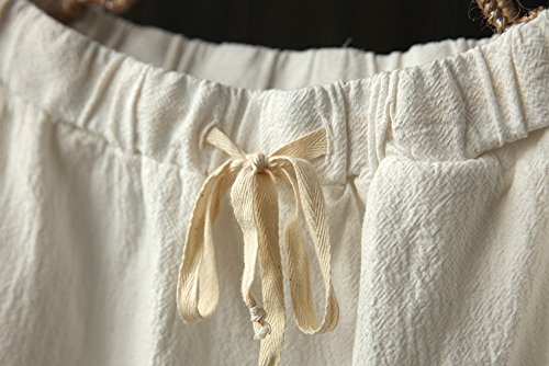 Women Short Pants, JOYFEEL ❤️ Ladies Cotton Linen Casual Elastic Waist Pants Drawstring Solid Summer Walking Shorts White