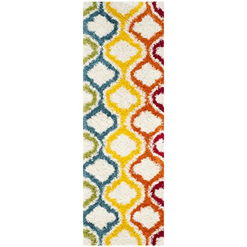 Safavieh Kids Shag Collection SGK561A Ivory and Multi Runner (2'3" x 9')