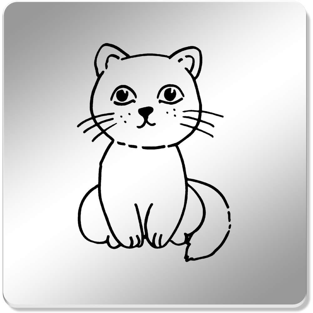 CR00120304 Artículos y equipo de servicio para la restauración Utensilios de bar Azeeda 6 x Lindo Gato 95mm Cuadrado Acr&iacute;lico Espejo Posavasos