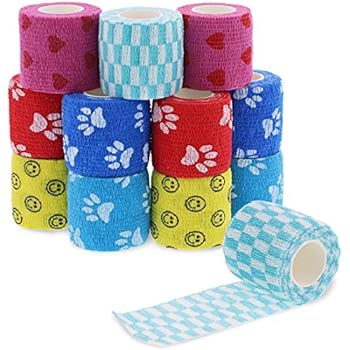 Juvale Self Adherent Vet Wrap - Cohesive Bandage (2 in x 5 Yards, 12 Pack)