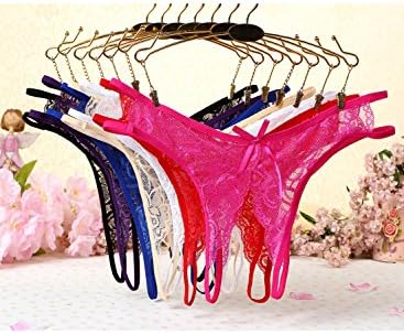 Sexyangels Womens Open Crotch Underwear Thongs Lace G-Strings Sexy Panties