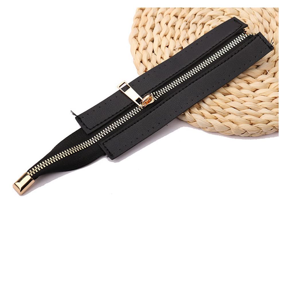 SHTGOI Handbag Leather Zipper 18 cm Metal Zips Woven Bag Accessories A Row of 28 Eyelets Braided Bag Leather Accessories for Bag Making DIY Black