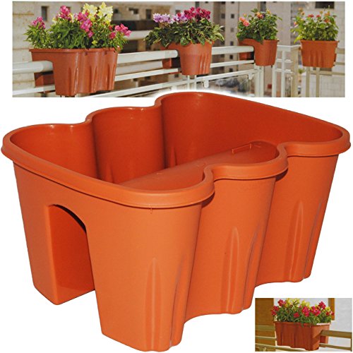 alles-meine.de GmbH Geländer Blumenkasten - terrakotta braun/Caramel - LANG - 38 cm - Blumentopf/Pflanzkübel…