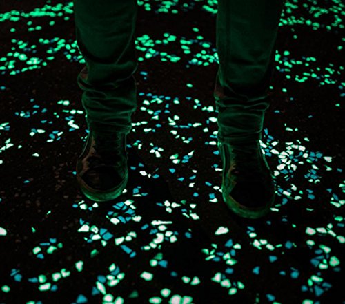 Lanker 100Pcs Glow in the Dark Stones Decorative Pebbles for Walkway Garden Yard Fish Tank Outdoor and Indoor Decor (Green)