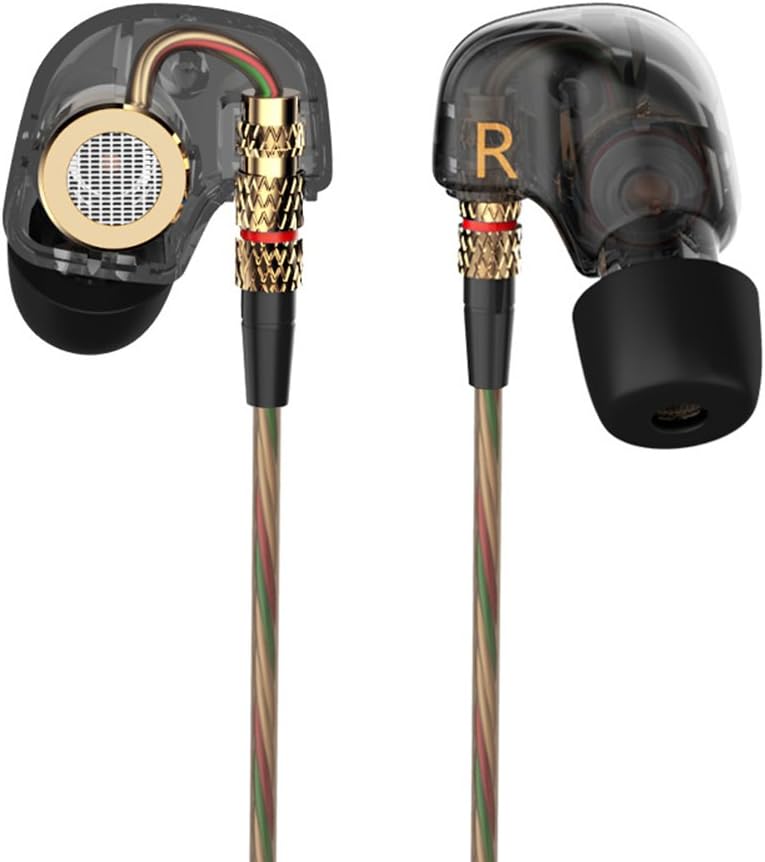 KZ ATE Dynamic Balanced Armature IEMS in Ear HiFi Monitors DJ Studio Stereo Music Earphones Headphone Earbuds for Mobile Phone iPhone MP3 MP4 Music Player (Black Without Mic)