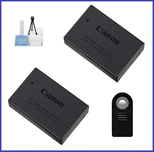 Canon LP-E17 Battery Pack for EOS Rebel T6i, T6s and EOS M3, M5 Digital Cameras - 2 Pieces + Remote Control + Camera Starter Kit